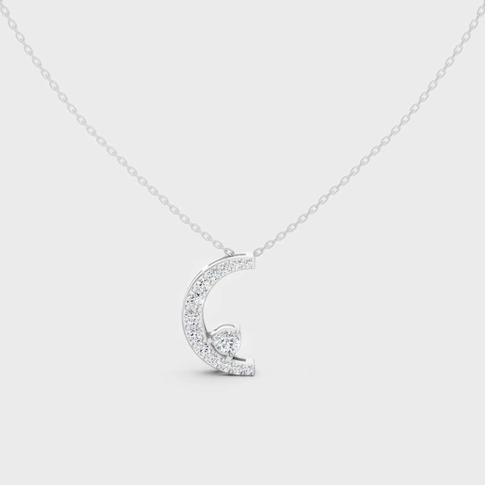 0.21 Ct Lab-Grown Round Cut Diamond Pendant In White Gold